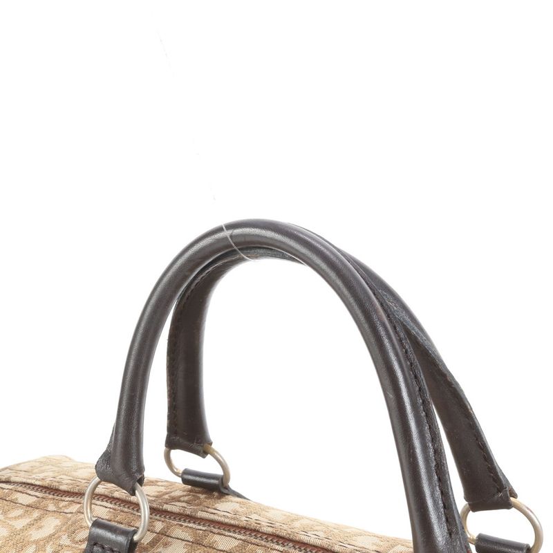 Christian Dior Trotter Leather Canvas Boston Bag Business Travel Tote Carry