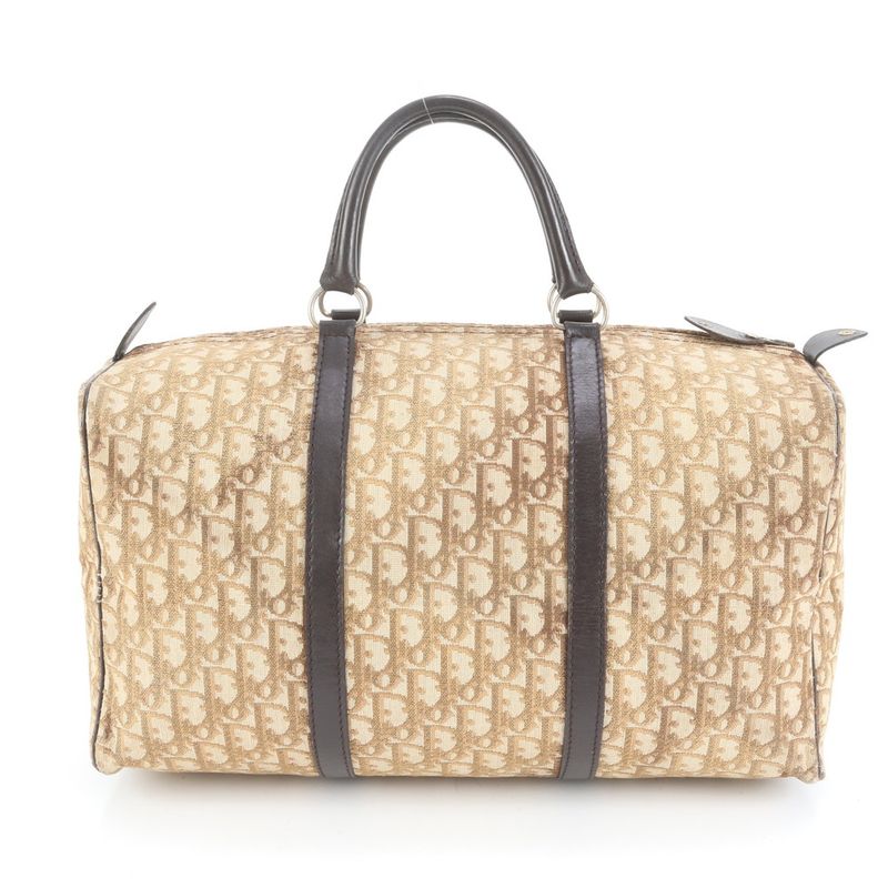 Christian Dior Trotter Leather Canvas Boston Bag Business Travel Tote Carry