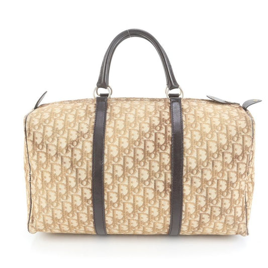 Christian Dior Trotter Leather Canvas Boston Bag Business Travel Tote Carry