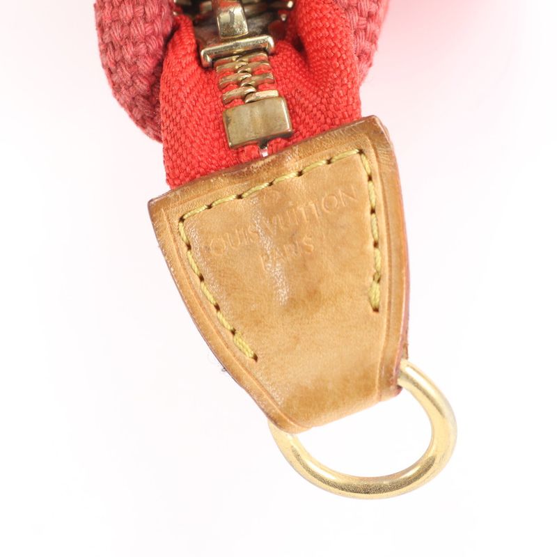 Louis Vuitton Antigua Cabas MM Rouge M40034 Leather Canvas Tote Bag Shoulder