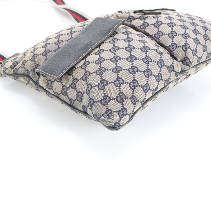 Gucci GG Canvas Sherry Line 169937 Leather Shoulder Bag Crossbody Messenger