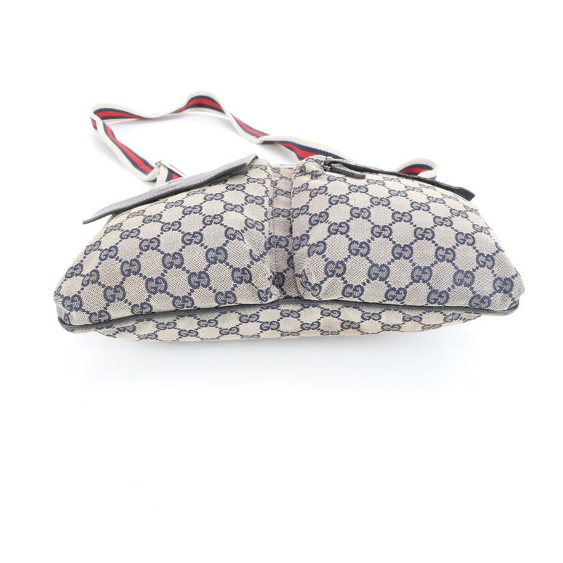 Gucci GG Canvas Sherry Line 169937 Leather Shoulder Bag Crossbody Messenger