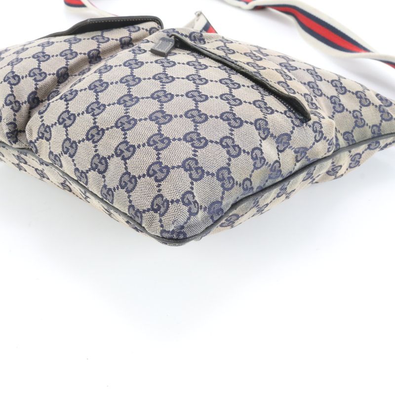 Gucci GG Canvas Sherry Line 169937 Leather Shoulder Bag Crossbody Messenger