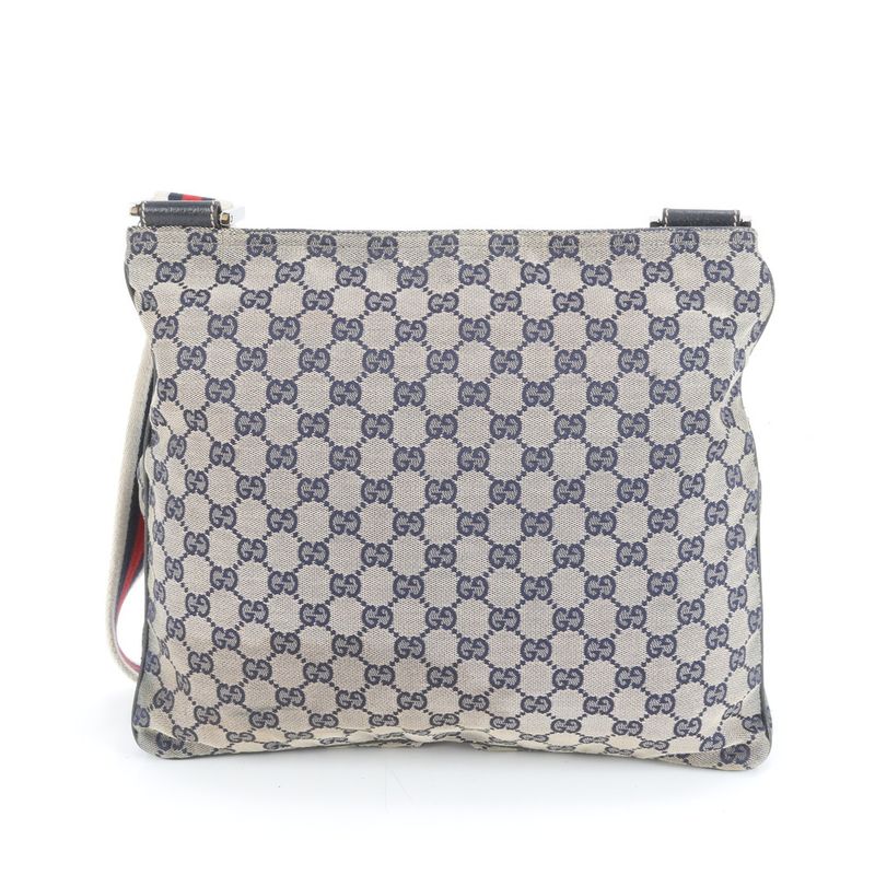 Gucci GG Canvas Sherry Line 169937 Leather Shoulder Bag Crossbody Messenger