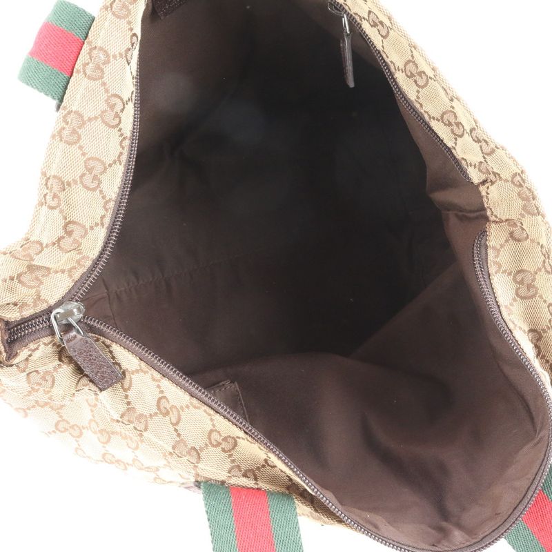 Gucci GG Canvas Sherry Line 131230 Leather Tote Bag Shoulder Hand Ladies RCM