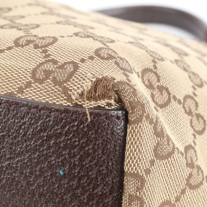 Gucci GG Canvas Sherry Line 131230 Leather Tote Bag Shoulder Hand Ladies RCM