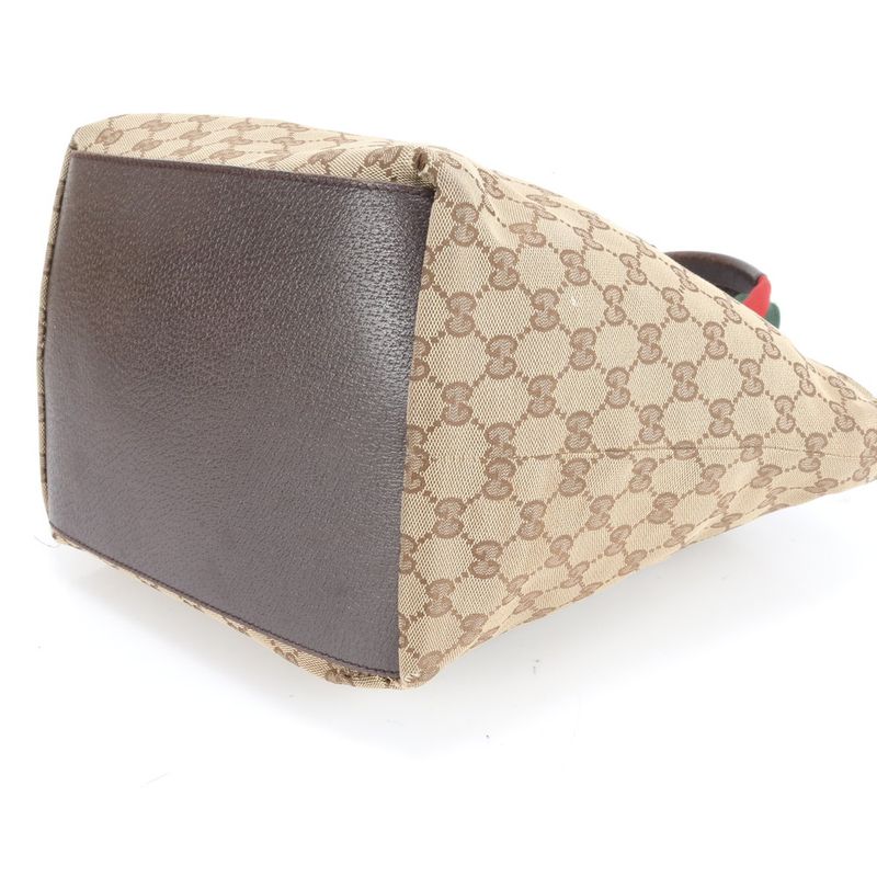 Gucci GG Canvas Sherry Line 131230 Leather Tote Bag Shoulder Hand Ladies RCM