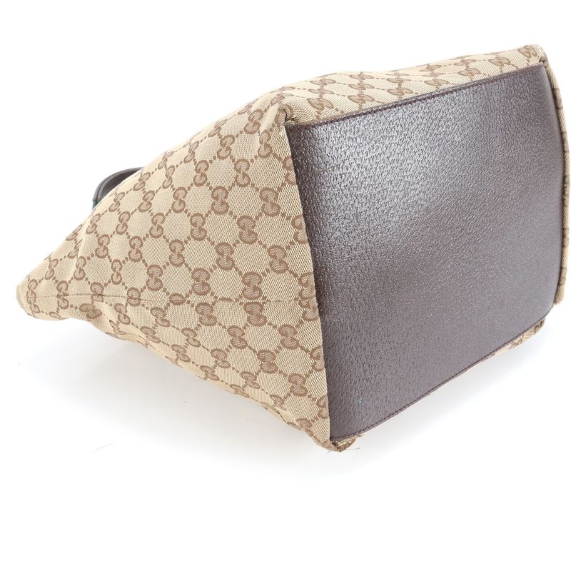 Gucci GG Canvas Sherry Line 131230 Leather Tote Bag Shoulder Hand Ladies RCM