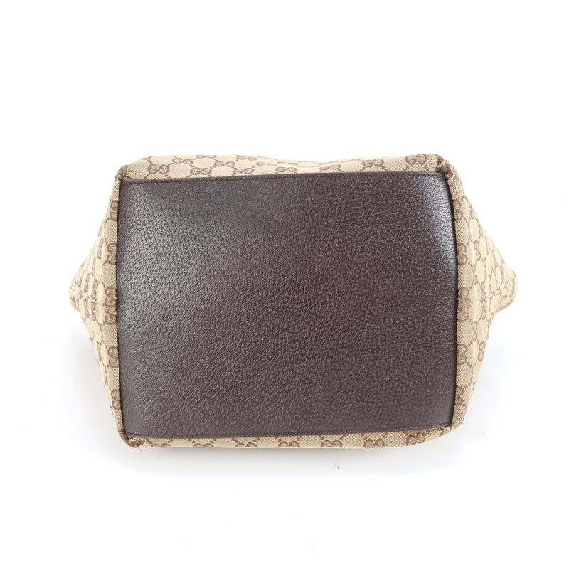 Gucci GG Canvas Sherry Line 131230 Leather Tote Bag Shoulder Hand Ladies RCM