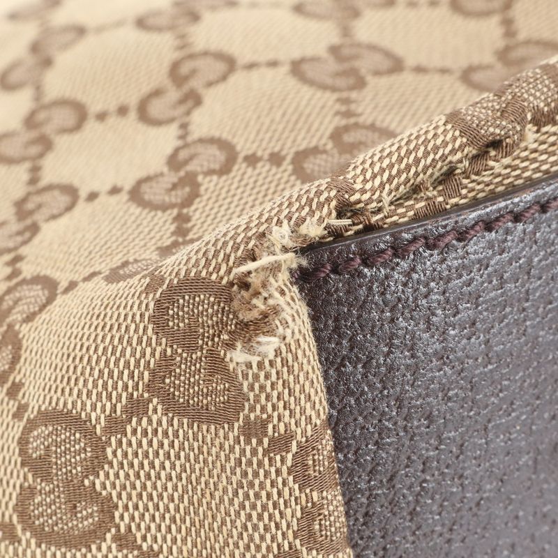 Gucci GG Canvas Sherry Line 131230 Leather Tote Bag Shoulder Hand Ladies RCM