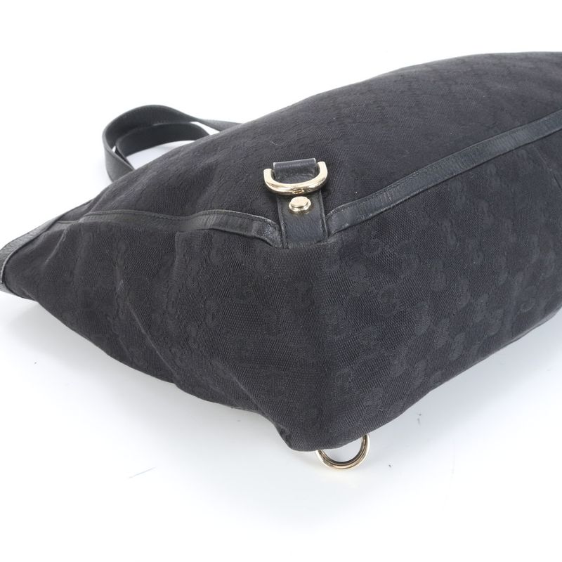 Gucci GG Canvas Abbey 141472 Leather Tote Bag Shoulder Commuter Black A4 Men