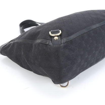 Gucci GG Canvas Abbey 141472 Leather Tote Bag Shoulder Commuter Black A4 Men