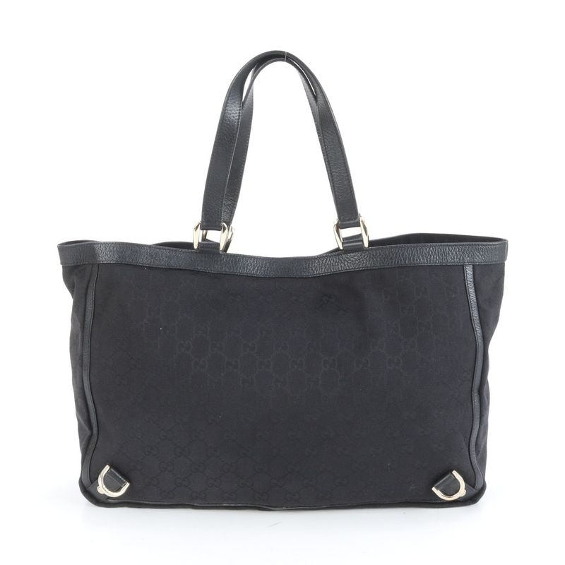 Gucci GG Canvas Abbey 141472 Leather Tote Bag Shoulder Commuter Black A4 Men