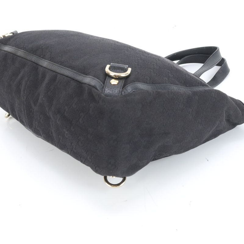 Gucci GG Canvas Abbey 141472 Leather Tote Bag Shoulder Commuter Black A4 Men