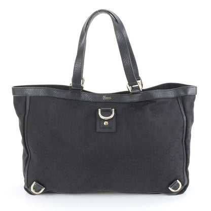 Gucci GG Canvas Abbey 141472 Leather Tote Bag Shoulder Commuter Black A4 Men