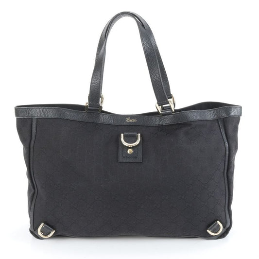 Gucci GG Canvas Abbey 141472 Leather Tote Bag Shoulder Commuter Black A4 Men