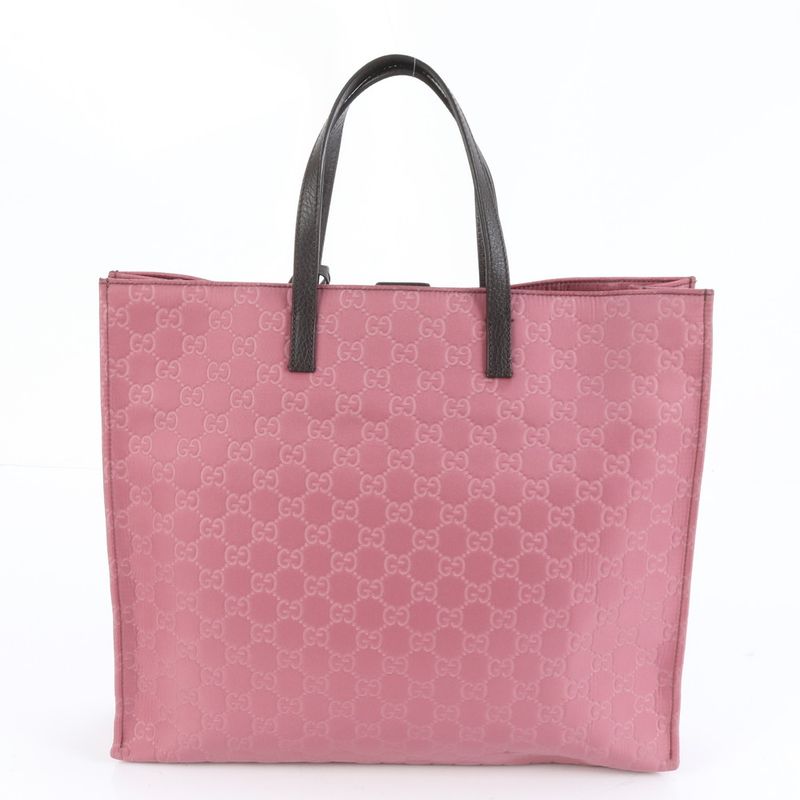Gucci GG Nylon 355732 Leather Tote Bag Shoulder Hand Genuine Leather Pink A4