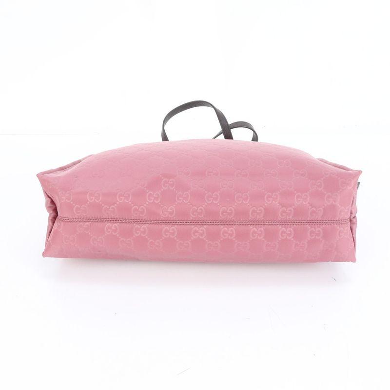Gucci GG Nylon 355732 Leather Tote Bag Shoulder Hand Genuine Leather Pink A4