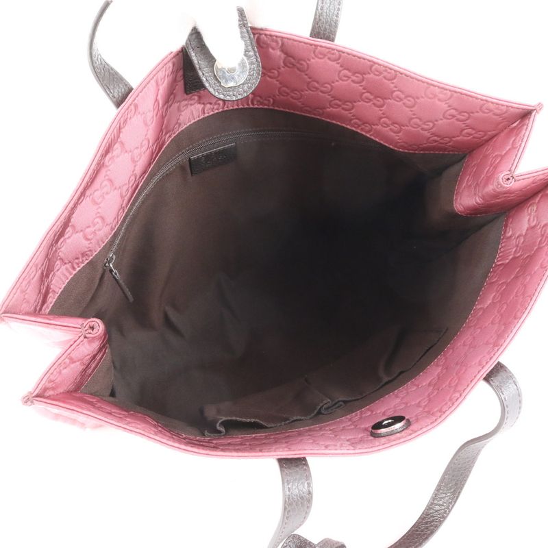 Gucci GG Nylon 355732 Leather Tote Bag Shoulder Hand Genuine Leather Pink A4