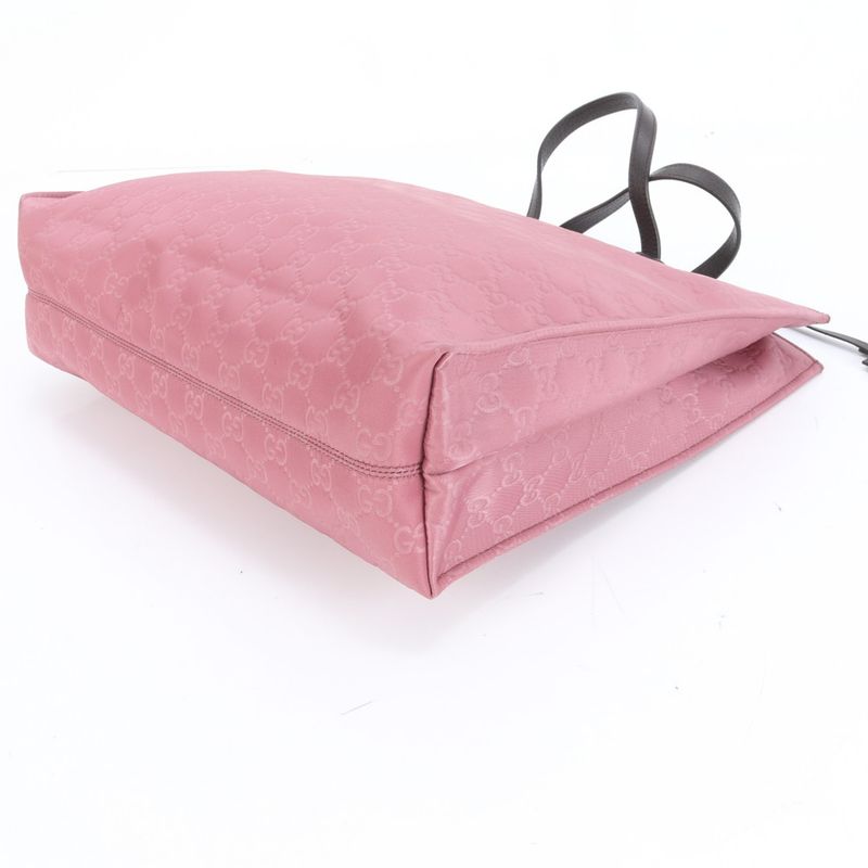 Gucci GG Nylon 355732 Leather Tote Bag Shoulder Hand Genuine Leather Pink A4