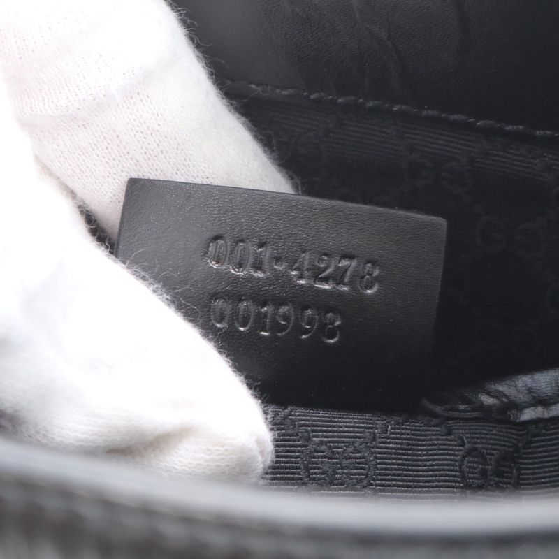 Gucci 001 4278 Leather Shoulder Bag Shoulder Hand Genuine Leather Black Women's