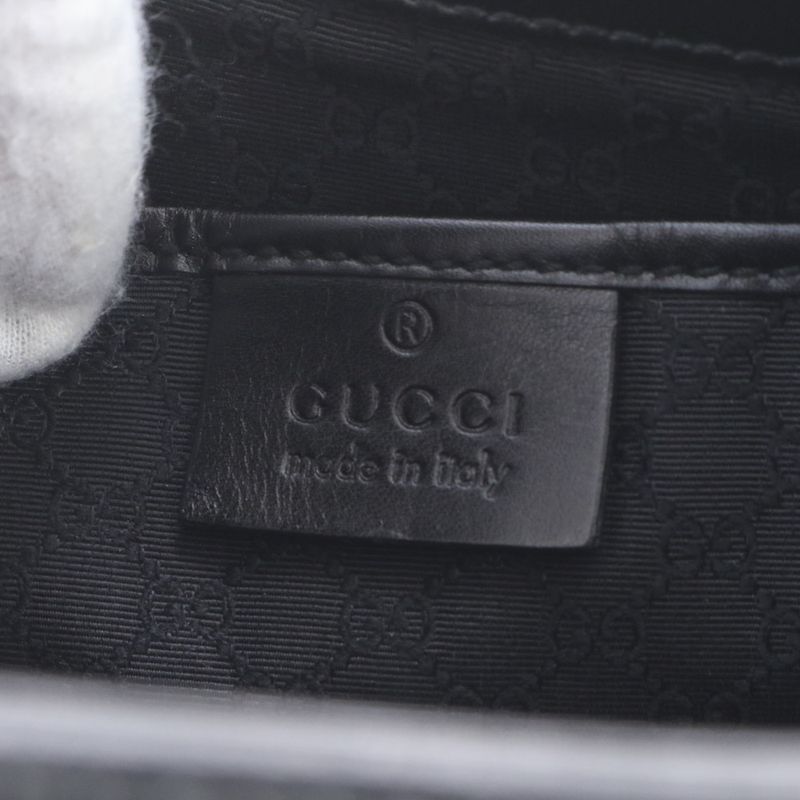 Gucci 001 4278 Leather Shoulder Bag Shoulder Hand Genuine Leather Black Women's