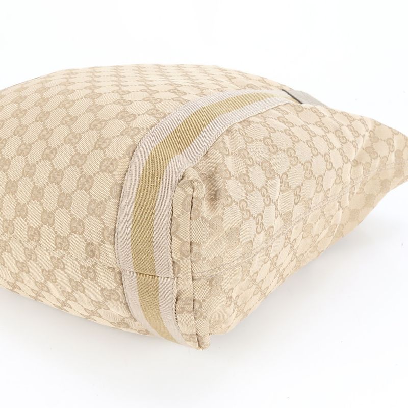 Gucci GG Canvas Sherry Line 189669 Leather Tote Bag Shoulder Beige A4 Ladies