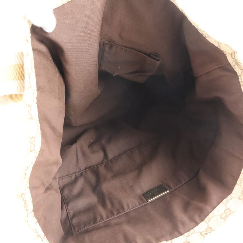 Gucci GG Canvas Sherry Line 189669 Leather Tote Bag Shoulder Beige A4 Ladies