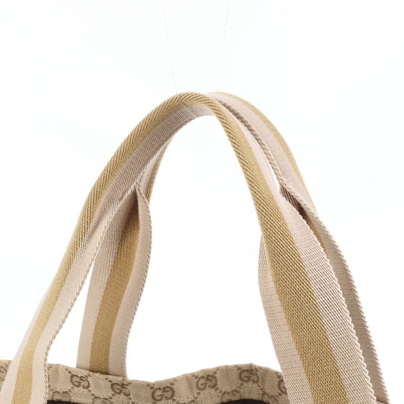 Gucci GG Canvas Sherry Line 189669 Leather Tote Bag Shoulder Beige A4 Ladies