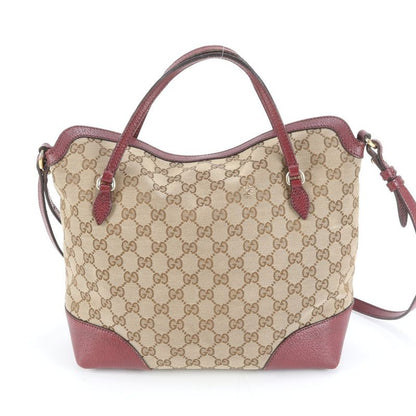 Gucci GG Canvas Brie 353120 Leather 2WAY Tote Bag Crossbody Shoulder Hand