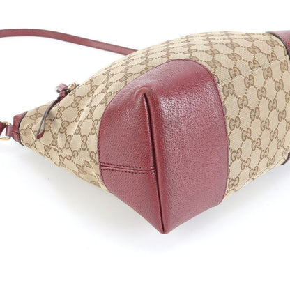 Gucci GG Canvas Brie 353120 Leather 2WAY Tote Bag Crossbody Shoulder Hand