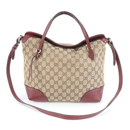 Gucci GG Canvas Brie 353120 Leather 2WAY Tote Bag Crossbody Shoulder Hand