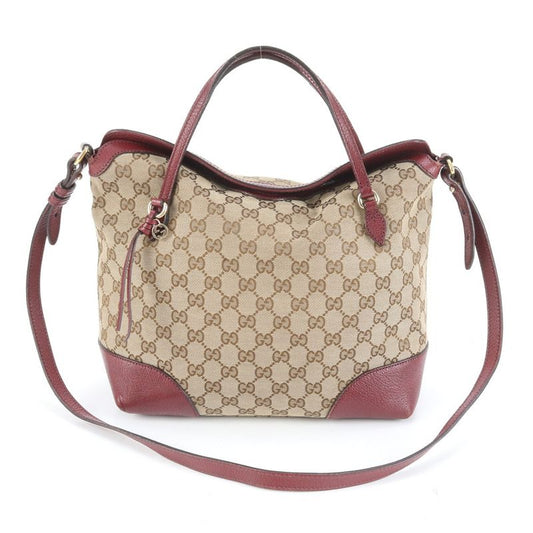 Gucci GG Canvas Brie 353120 Leather 2WAY Tote Bag Crossbody Shoulder Hand