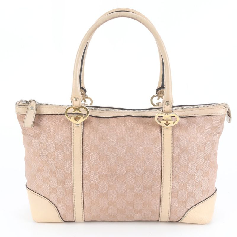 Gucci GG Canvas Lovely 257069 Leather Tote Bag Shoulder Hand Genuine Leather