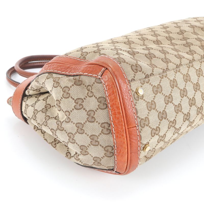 Gucci GG Canvas Running 247183 Leather Tote Bag Shoulder Hand Genuine Leather