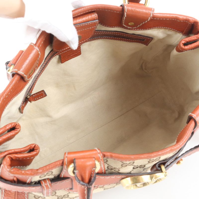 Gucci GG Canvas Running 247183 Leather Tote Bag Shoulder Hand Genuine Leather