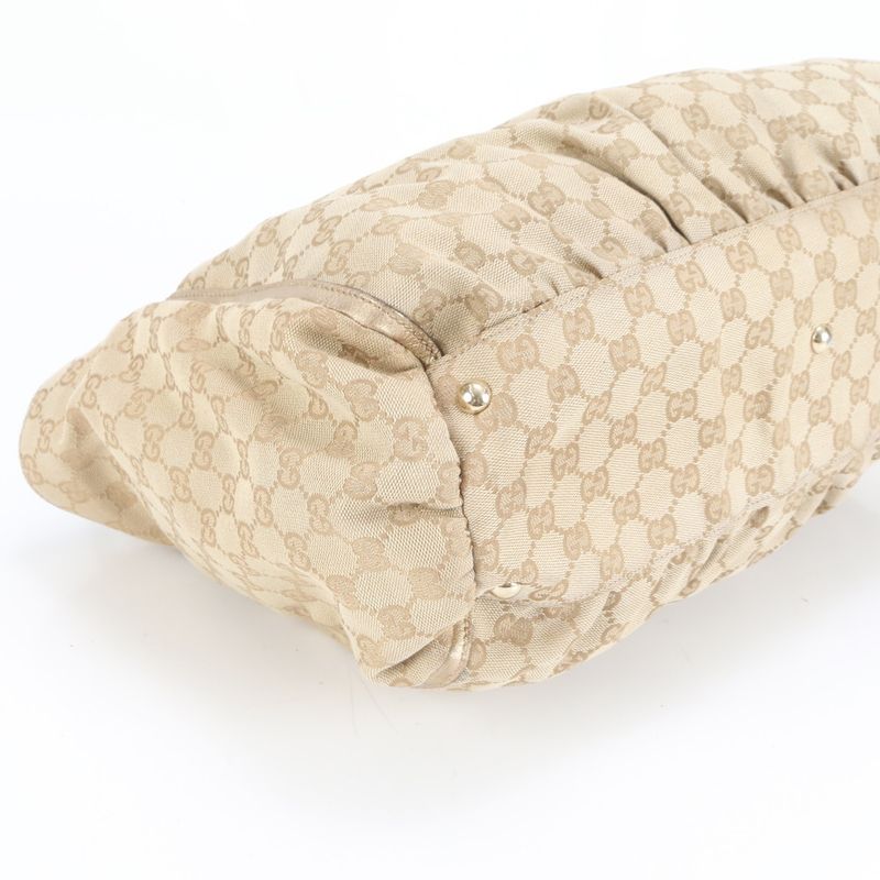 Gucci GG Canvas Abbey Beige 189931 Leather Tote Bag Shoulder Hand A4 Ladies RUM