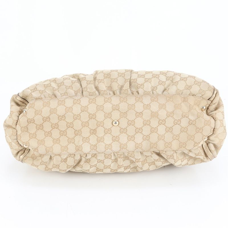 Gucci GG Canvas Abbey Beige 189931 Leather Tote Bag Shoulder Hand A4 Ladies RUM