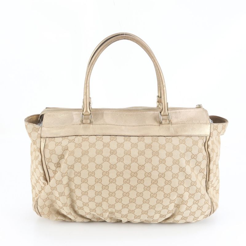 Gucci GG Canvas Abbey Beige 189931 Leather Tote Bag Shoulder Hand A4 Ladies RUM