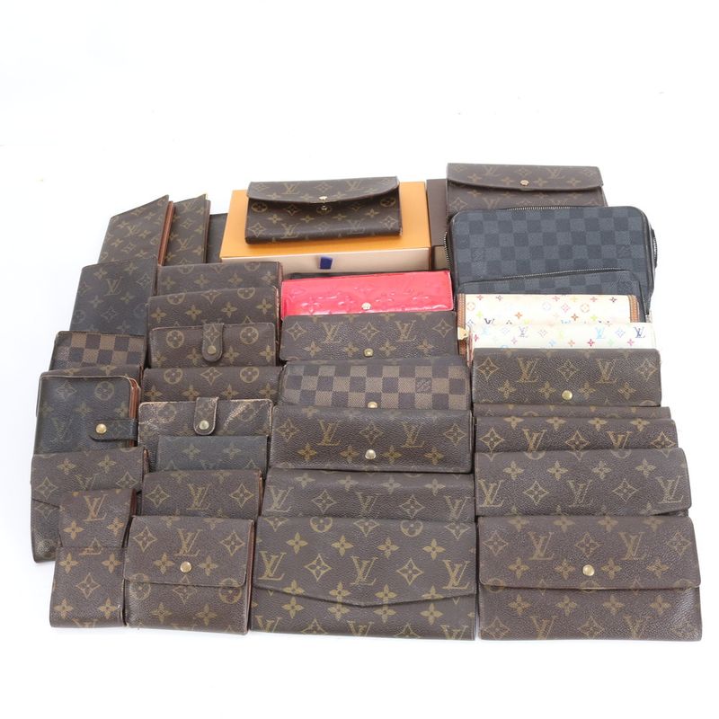 Summary 30 Items Louis Vuitton Monogram Damier Bifold Leather Long Wallet