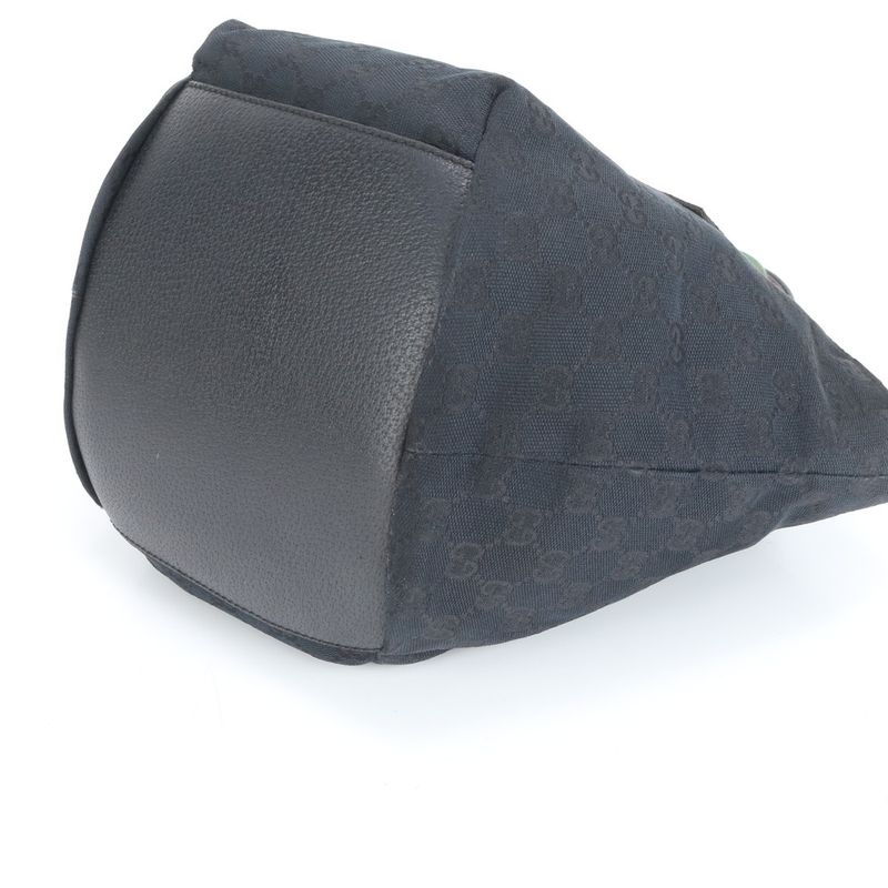 Gucci GG Canvas Sherry Line 131228 Leather Handbag Tote Black Women's RUM Df31-1