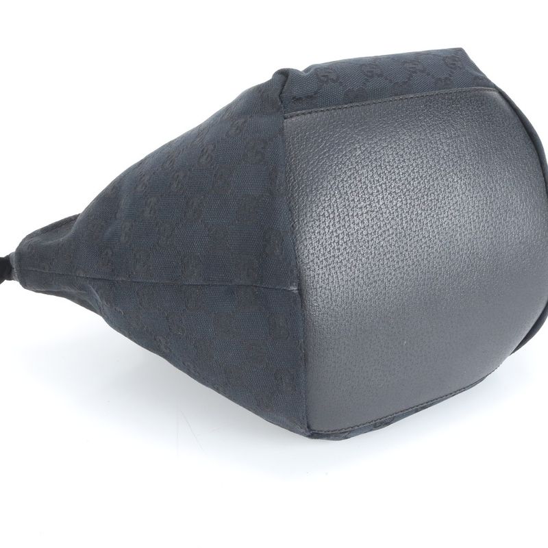 Gucci GG Canvas Sherry Line 131228 Leather Handbag Tote Black Women's RUM Df31-1