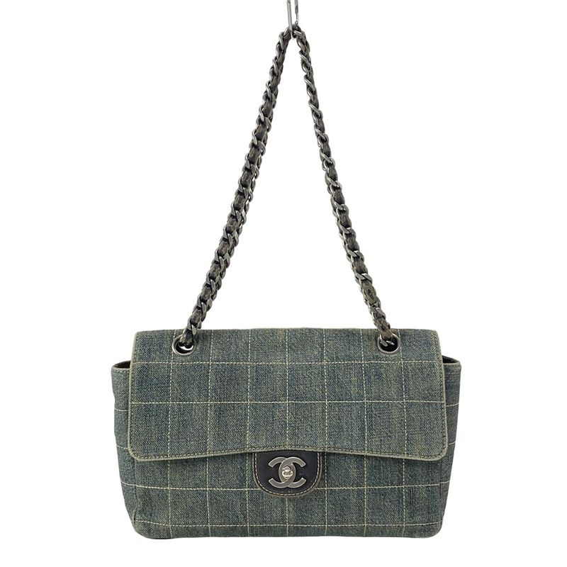 Chanel Shoulder Bag Chocolate Bar Stitch A15285 Navy X Black Flap Bag Chain