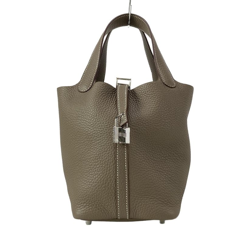 Hermes Handbag Picotin Lock PM H056289c18k Etoupe Silver Hardware
