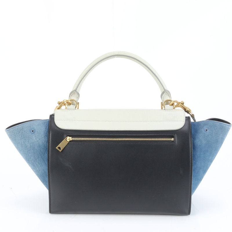 Celine Trapeze Small Leather 2WAY Shoulder Bag Shoulder Tote Hand Gold Hardware