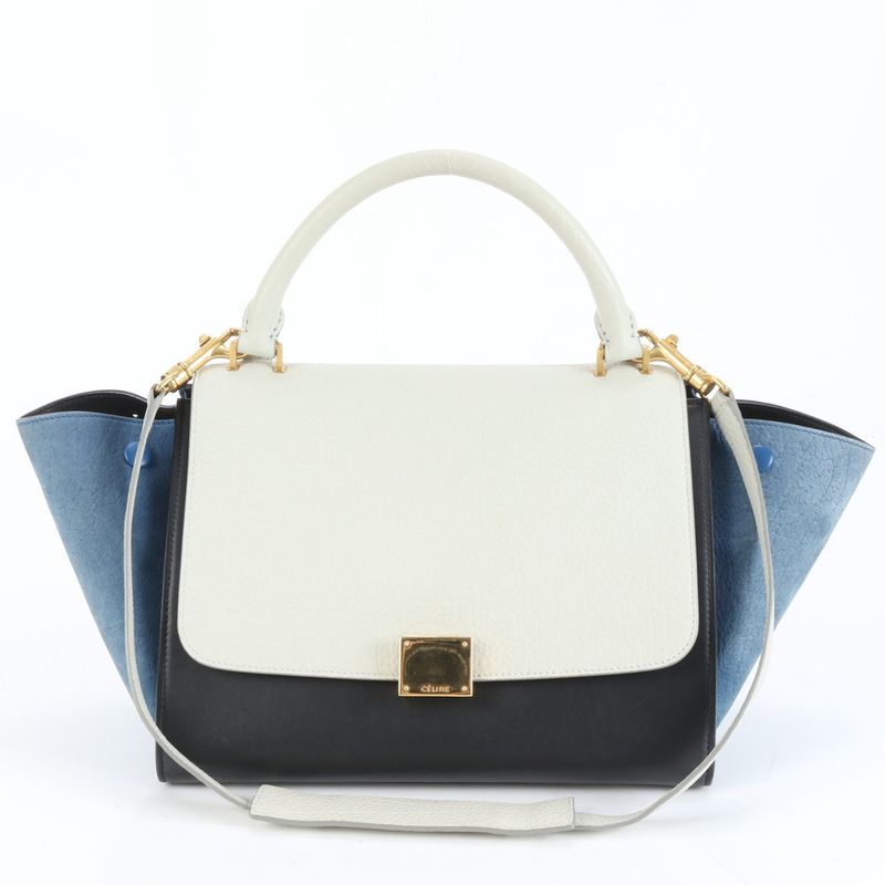 Celine Trapeze Small Leather 2WAY Shoulder Bag Shoulder Tote Hand Gold Hardware