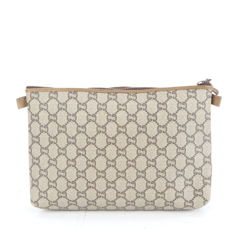 Gucci GG Plus Leather Second Bag Clutch Pouch Commuting Business Genuine
