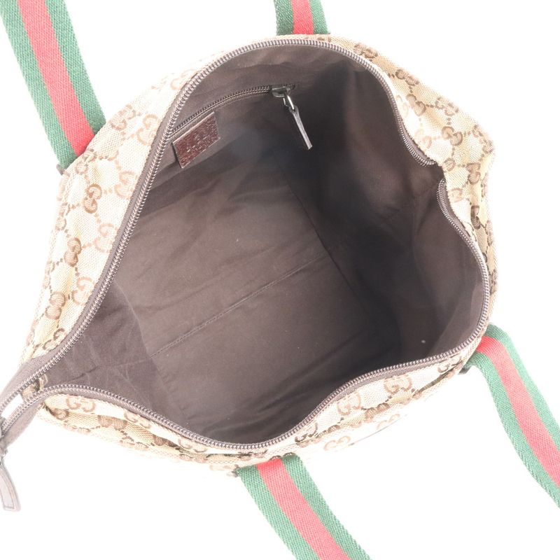 Gucci GG Canvas Sherry Line 131228 Leather Tote Bag Shoulder Hand Ladies ECE