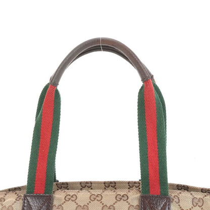 Gucci GG Canvas Sherry Line 131228 Leather Tote Bag Shoulder Hand Ladies ECE
