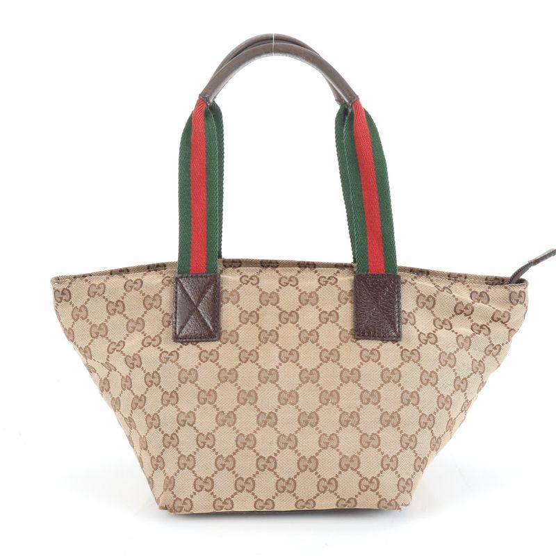 Gucci GG Canvas Sherry Line 131228 Leather Tote Bag Shoulder Hand Ladies ECE